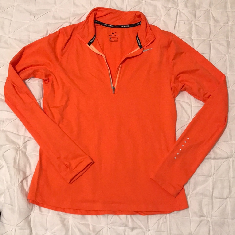 Orange Nike running half zip pullover